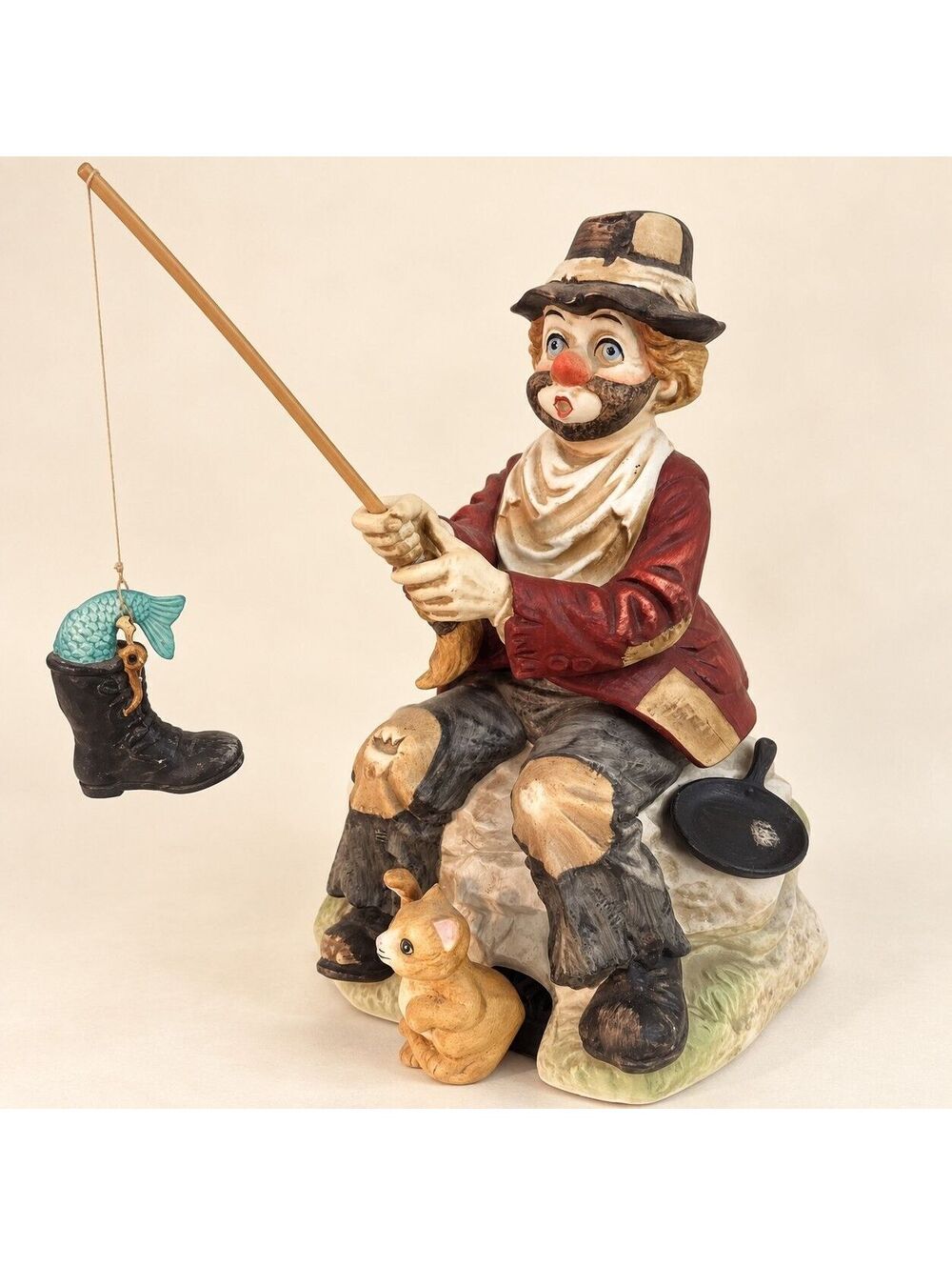 Willie Fisherman Figurine, Melody in Motion Vintage Collectible, Non-Working